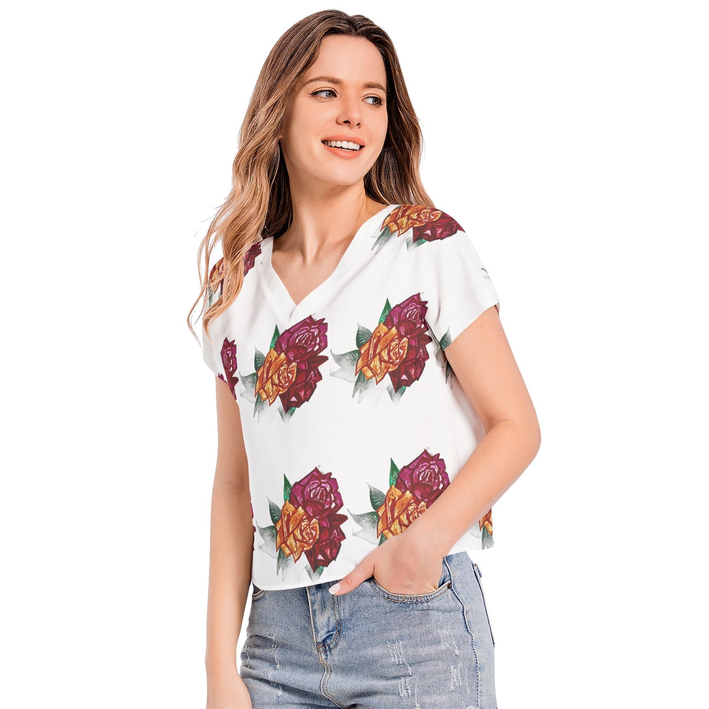 Batwing Sleeve V-Neck Top