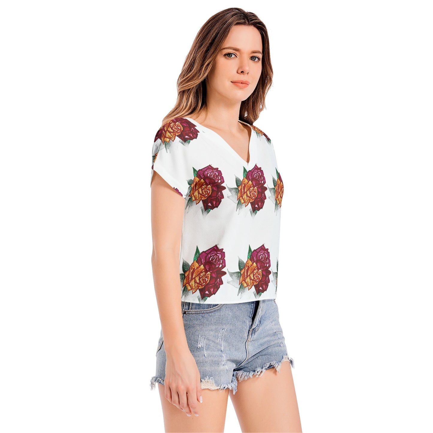Batwing Sleeve V-Neck Top