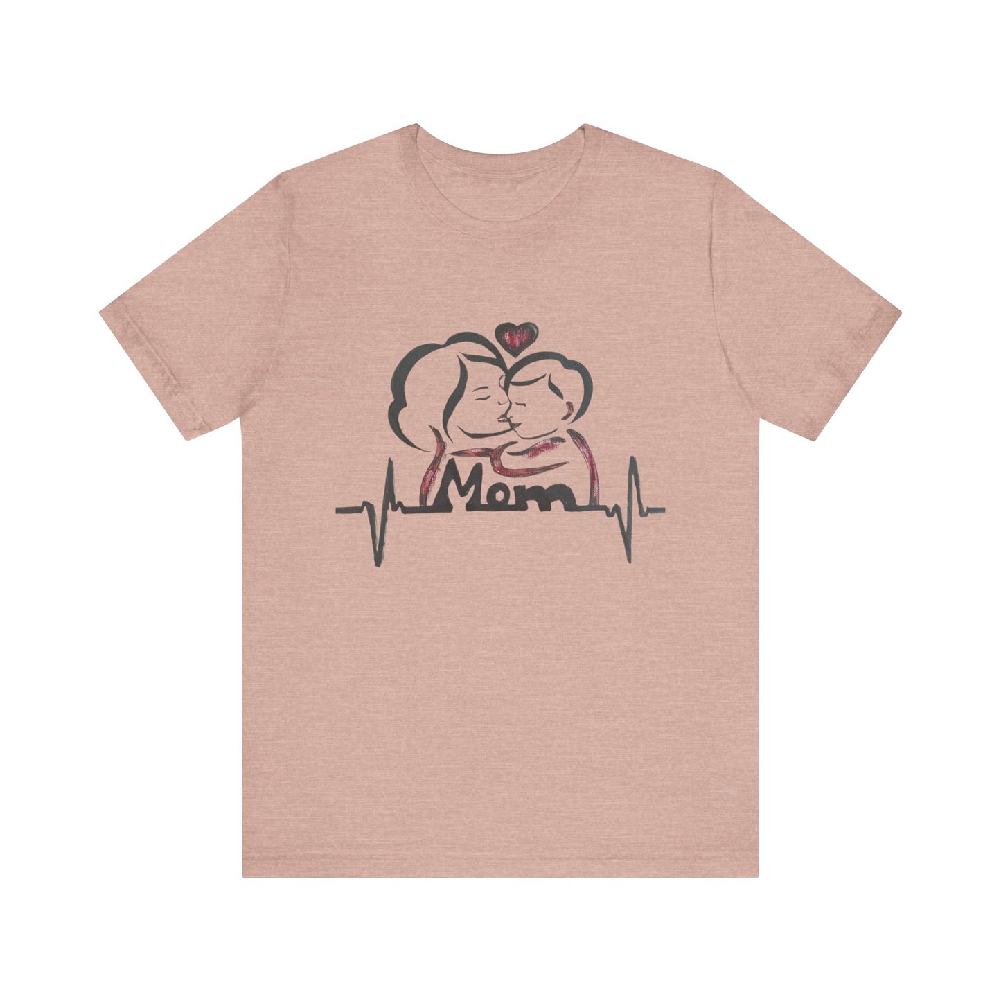 Heartfelt Mom Jersey Tee, Gift for Mother's Day, Family Love Shirt, Soft Casual Wear, Heartbeat Design