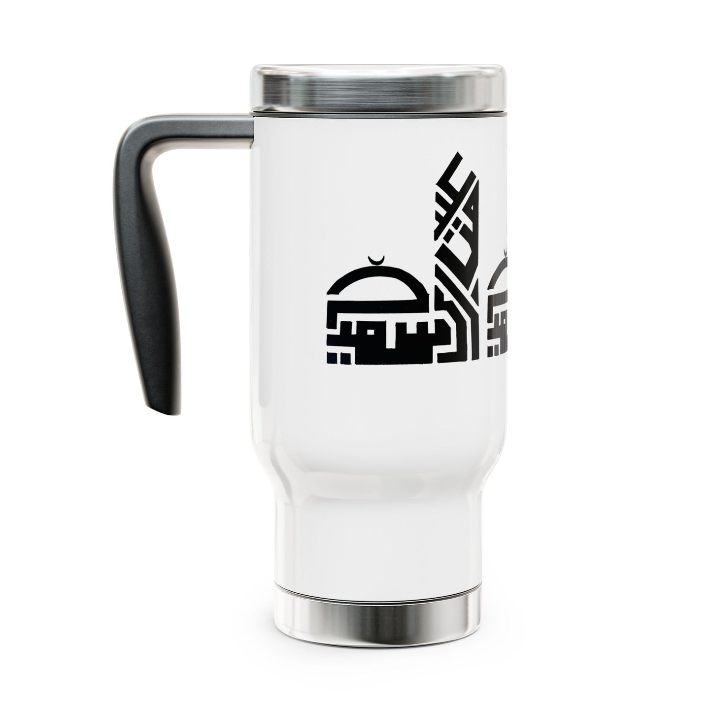 Stylish Stainless Steel Travel Mug with Handle - 14oz with Elegant Design