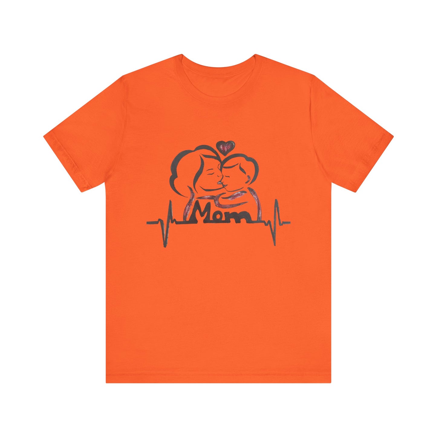 Heartfelt Mom Jersey Tee, Gift for Mother's Day, Family Love Shirt, Soft Casual Wear, Heartbeat Design