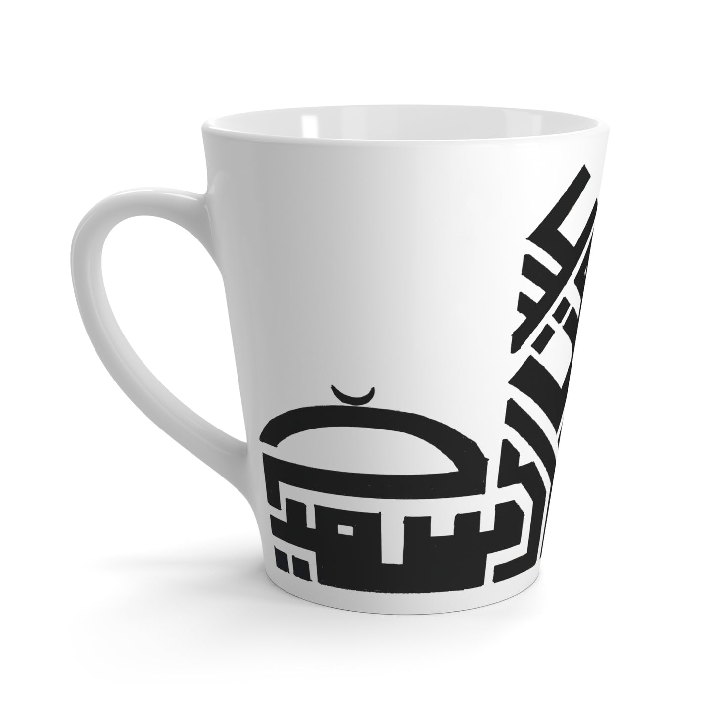 Modern Arabic Style Latte Mug - Unique Black & White Design
