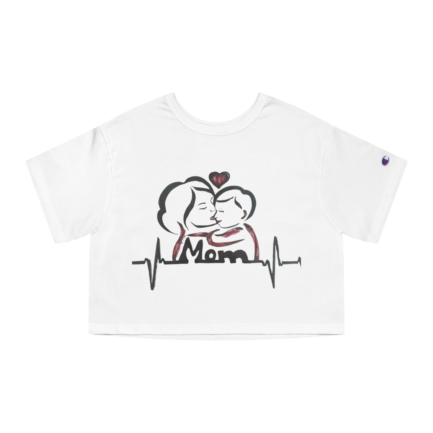 Mom Heartbeat Cropped T-Shirt, Gift for Mothers Day, Cute Tee for Moms, Cropped Top for New Moms, Family Love Shirt