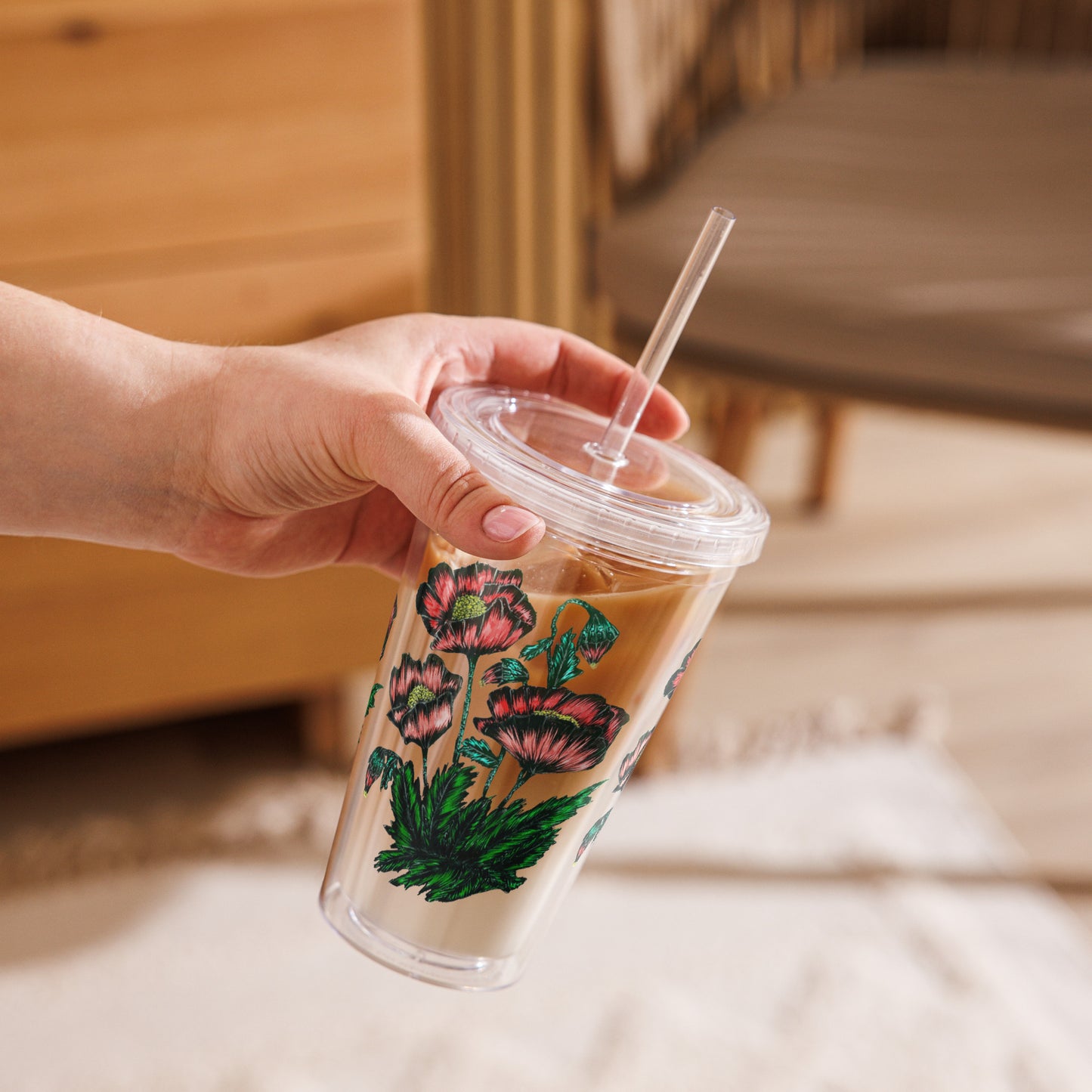Clear plastic tumbler