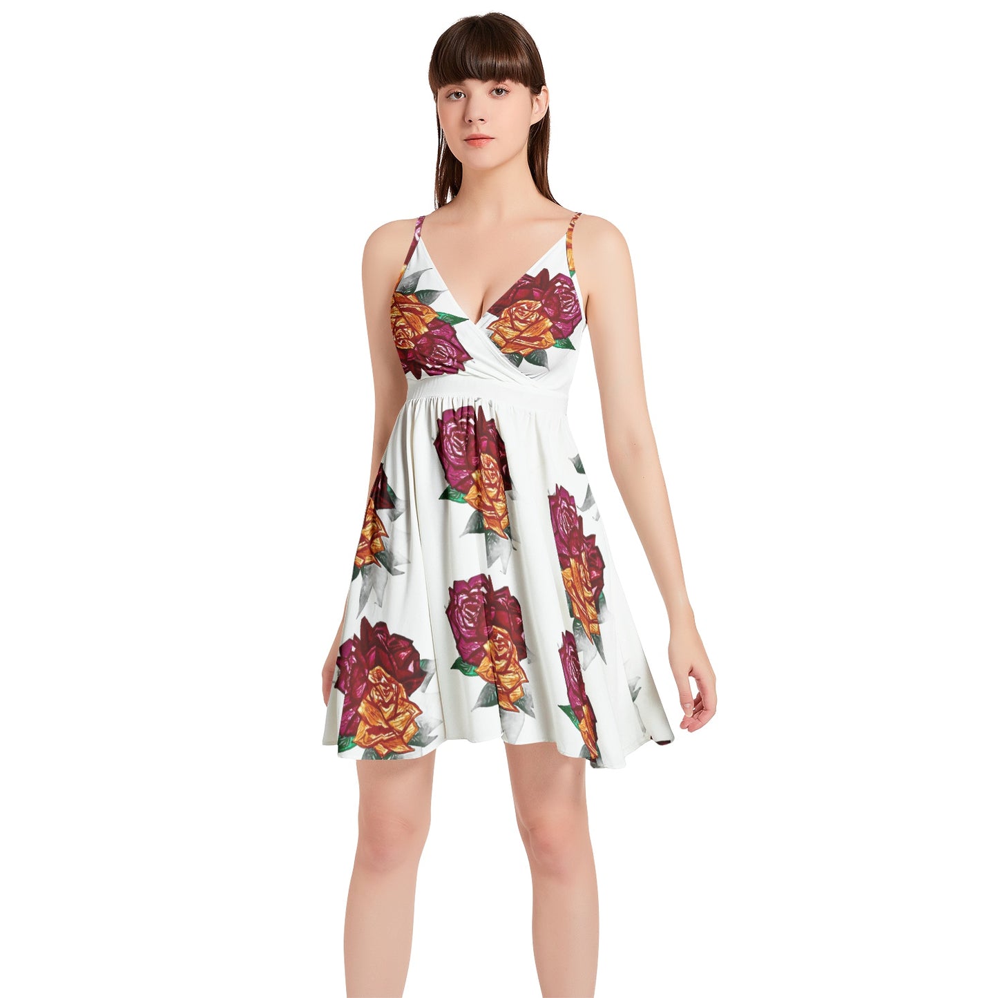 Spaghetti Strap Sleeveless Falred Hem Short Dress