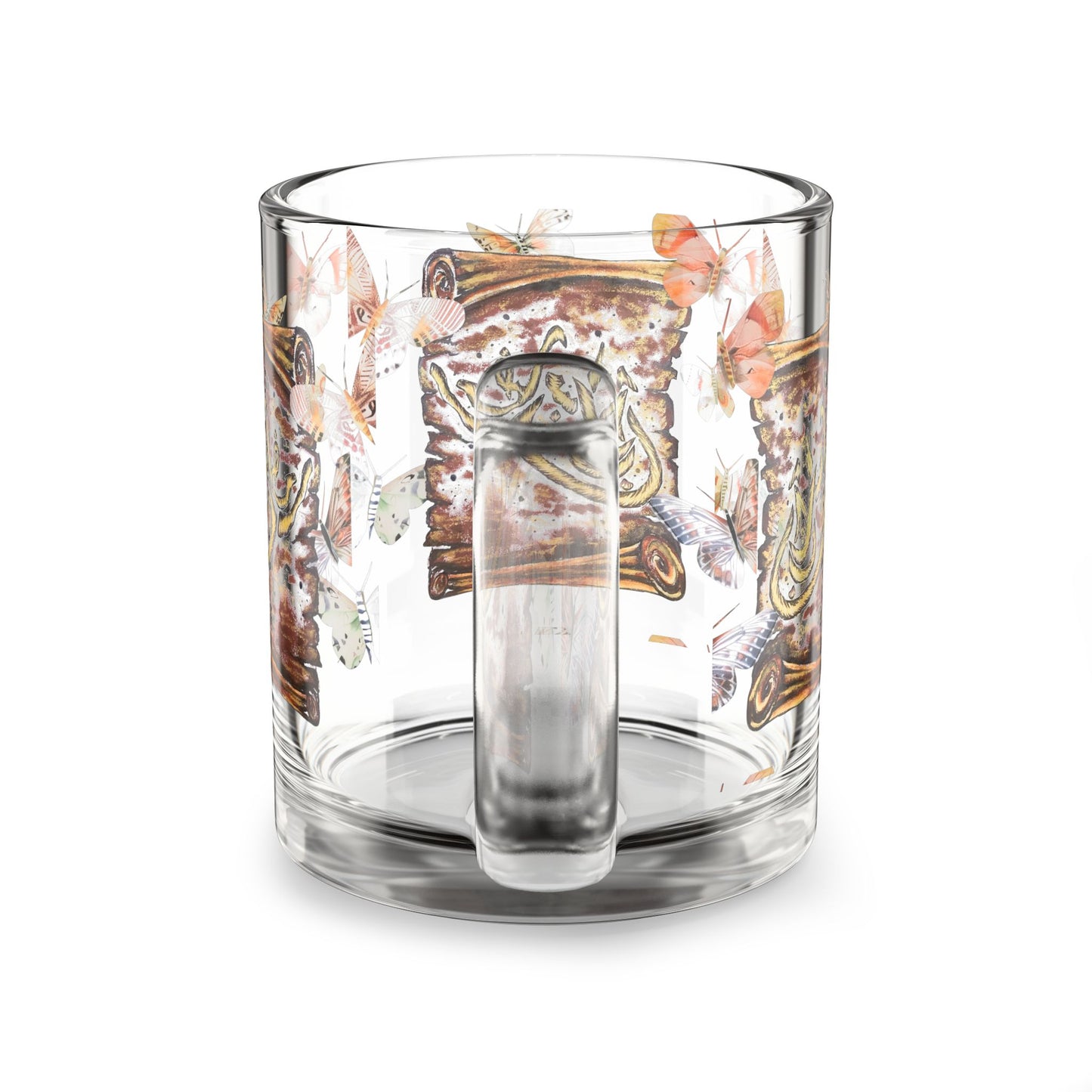 10oz Glass Mug — Floral Arabic Calligraphy Design (Decorative Tea & Coffee Cup)