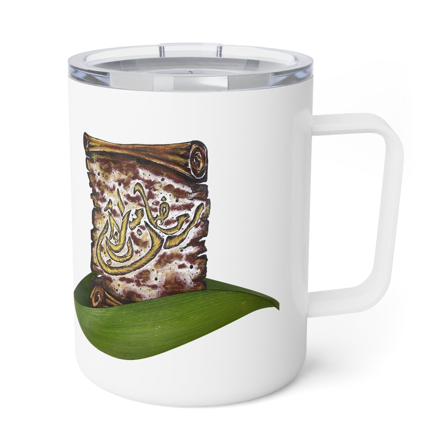 10oz Insulated Coffee Mug — Vintage Botanical Cigar Leaf Illustration