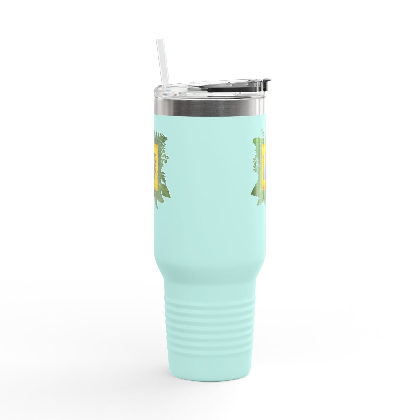 40oz Insulated Travel Mug — Tropical Hibiscus Floral Logo Design