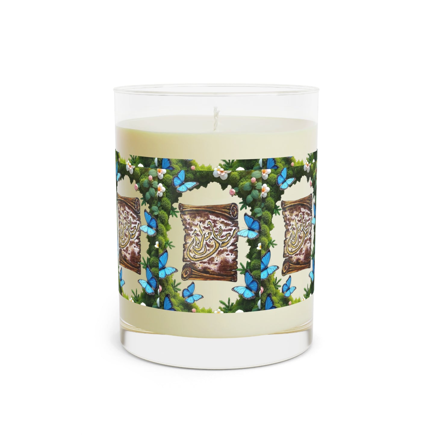 11oz Decorative Scented Candle — Floral Vines & Blue Butterflies