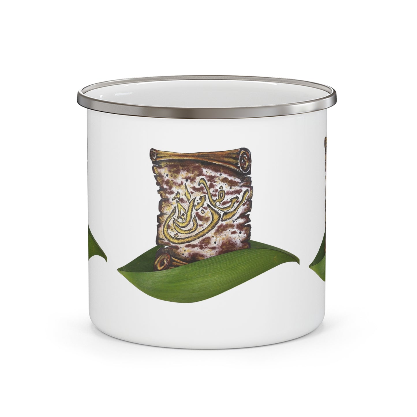 Enamel Mug — Arabic Calligraphy Scroll Camping Cup