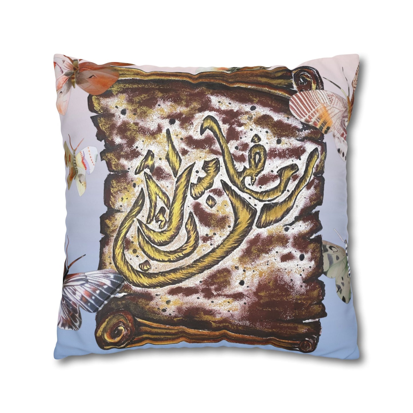 Arabic Calligraphy Scroll Decorative Pillow - Square Canvas Pillowcase