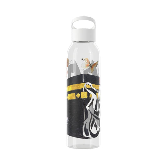 Sky Water Bottle - Butterfly & Calligraphy Glass Bottle