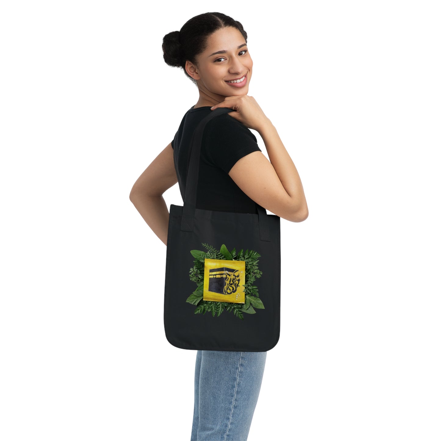 Canvas Tote Bag — Botanical Kaaba Illustration Eco Shopper