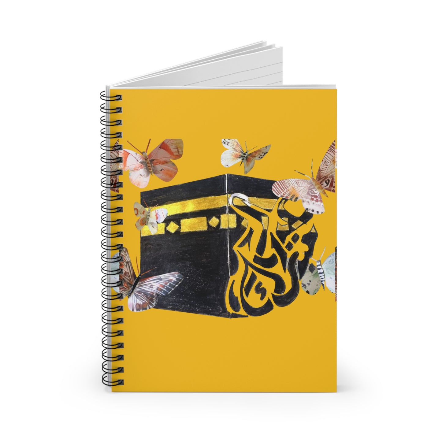 Kaaba Butterfly Spiral Notebook — Islamic Travel Journal, Ruled Lined Notepad