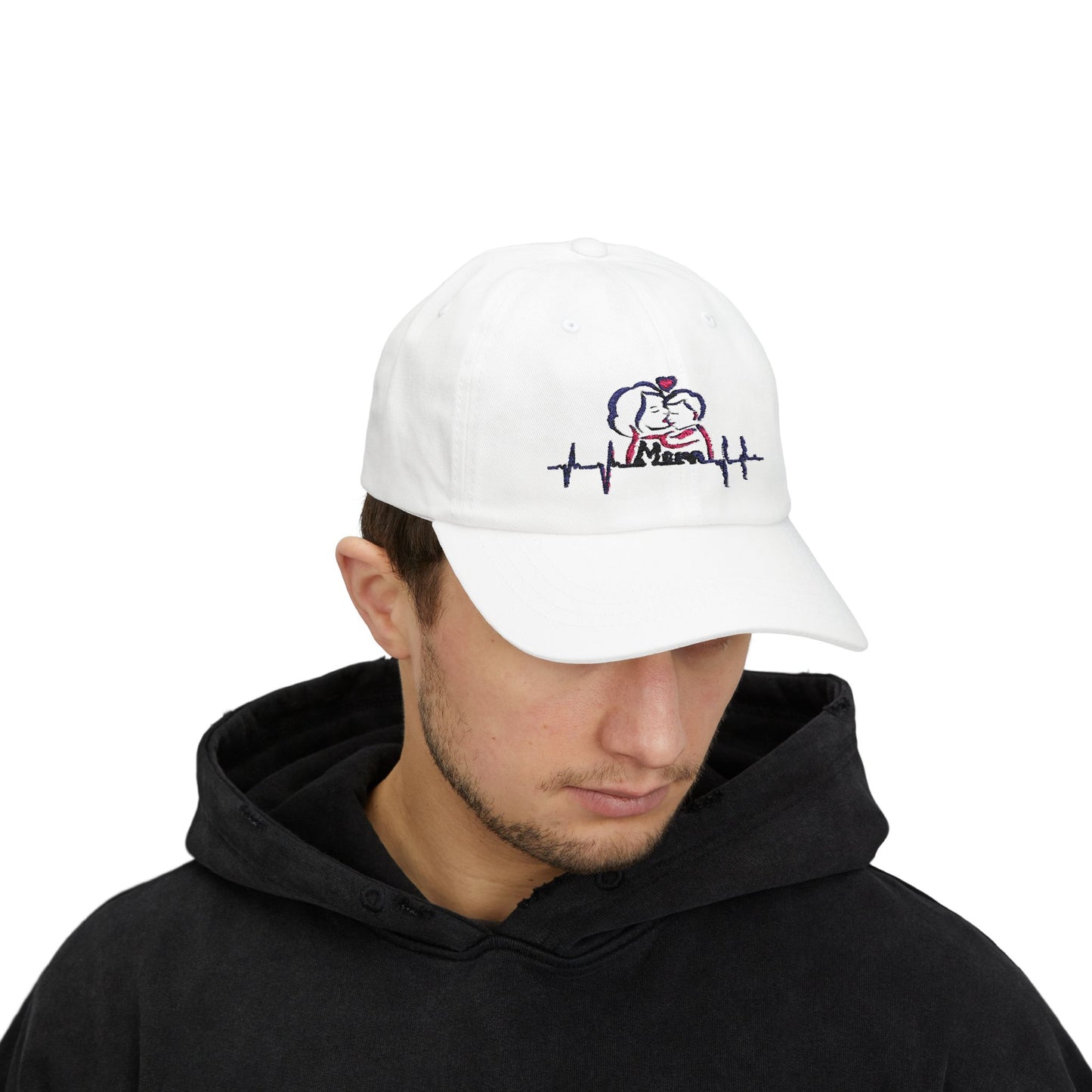 Embroidered Mom Heartbeat Classic Dad Cap | Gift for Parents, Casual Wear, Mom Gift, Family Hat, Trendy Accessory
