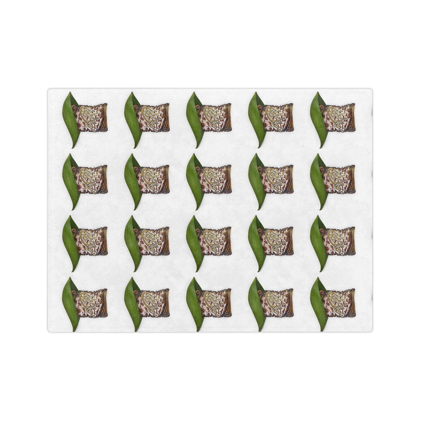 Velveteen Microfiber Blanket — Patterned Leaf & Seed Pillow Cozy Throw