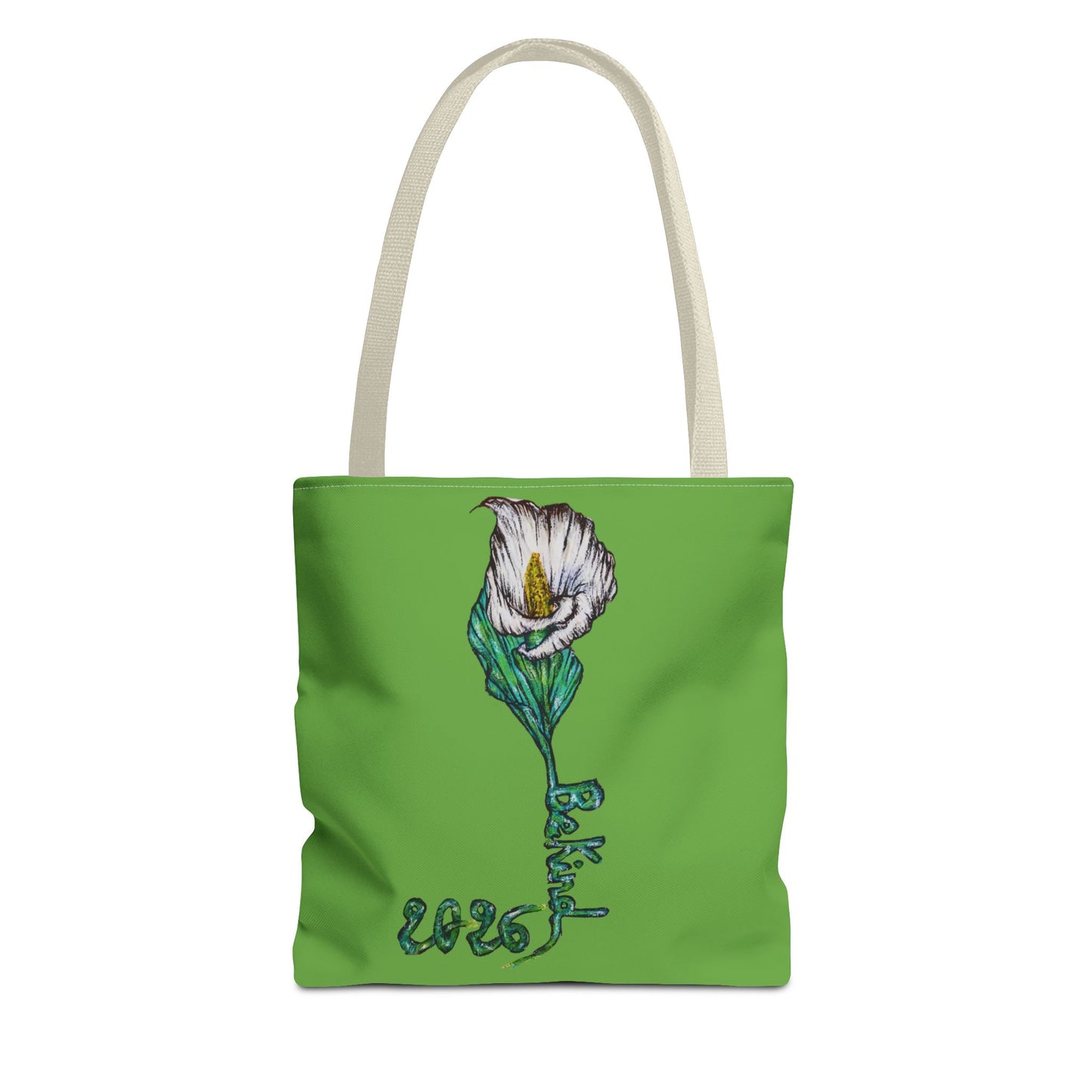 Floral Green Tote Bag - Unique Art Design for Everyday Use
