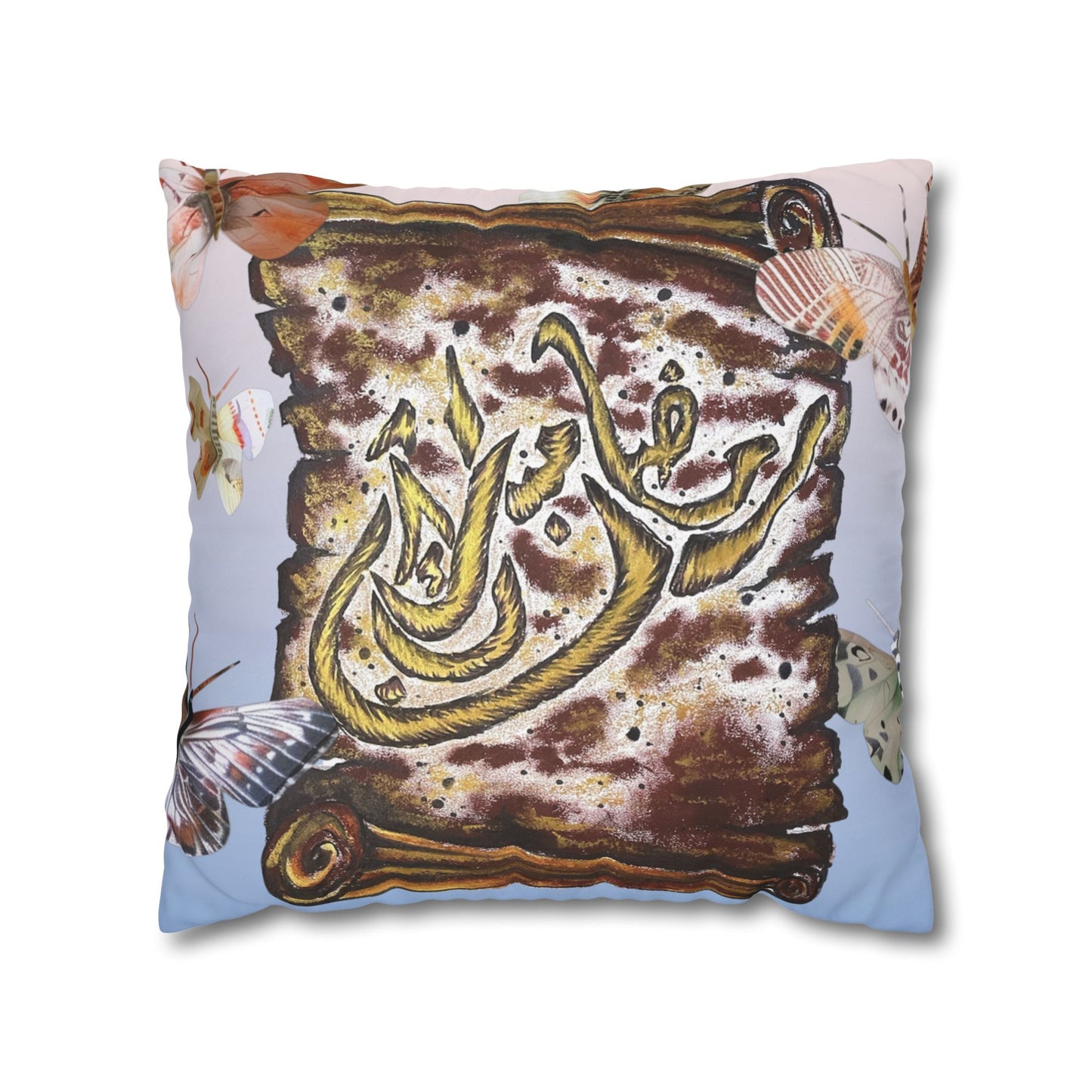 Arabic Calligraphy Scroll Decorative Pillow - Square Canvas Pillowcase