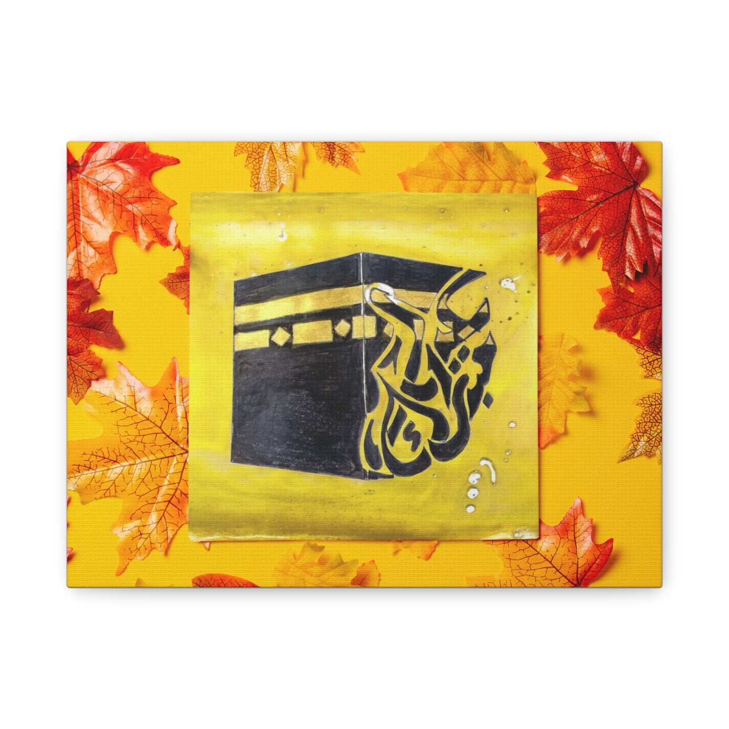 Islamic Kaaba Canvas Wall Art — Autumn Leaves Stretched Matte Print