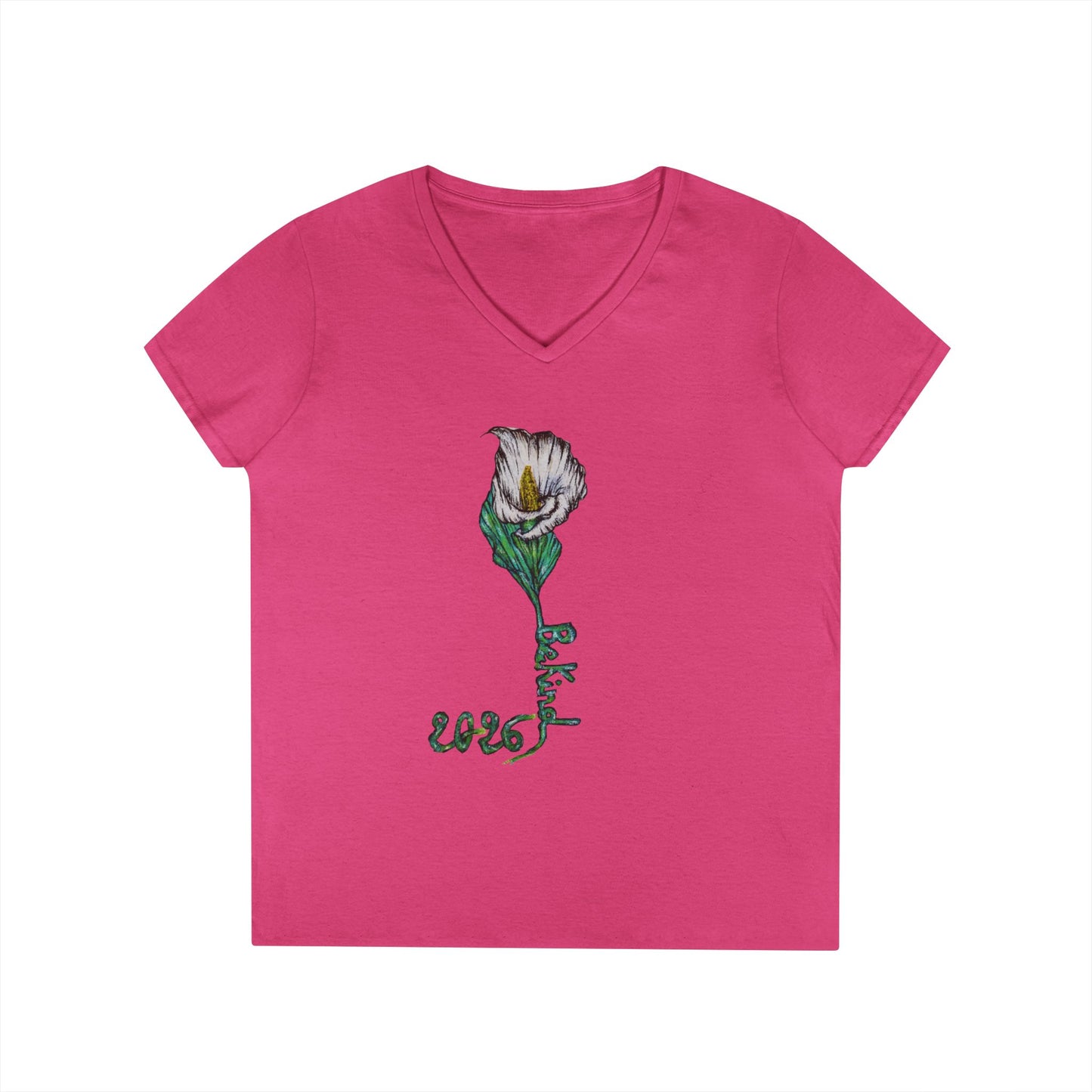 Floral V-Neck T-Shirt for Women - Nature-Inspired Design