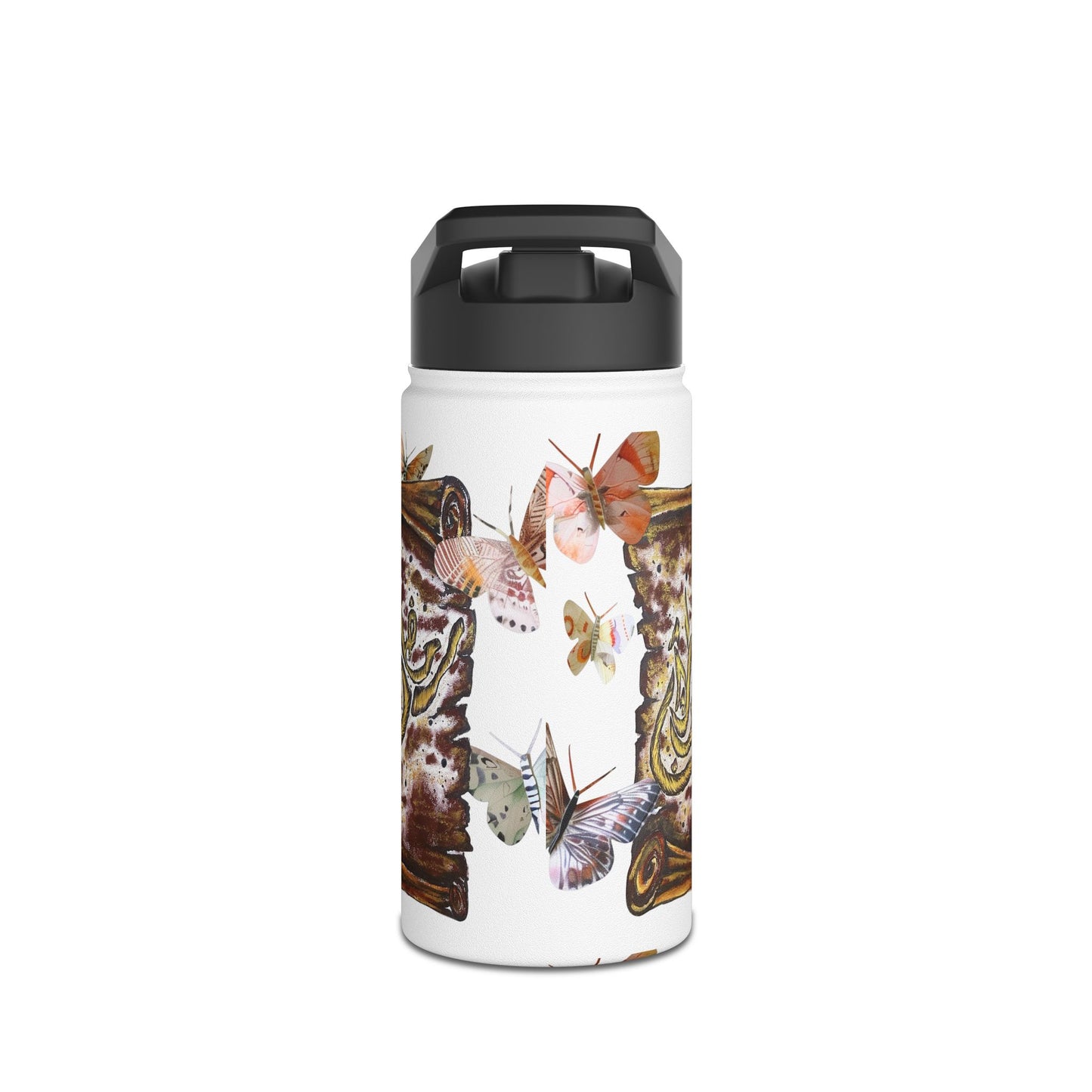 Butterfly Collage Stainless Steel Water Bottle — Floral Nature Travel Bottle