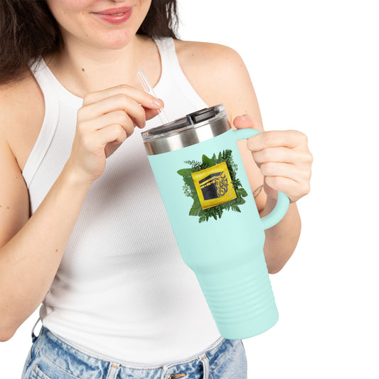 40oz Insulated Travel Mug — Tropical Hibiscus Floral Logo Design