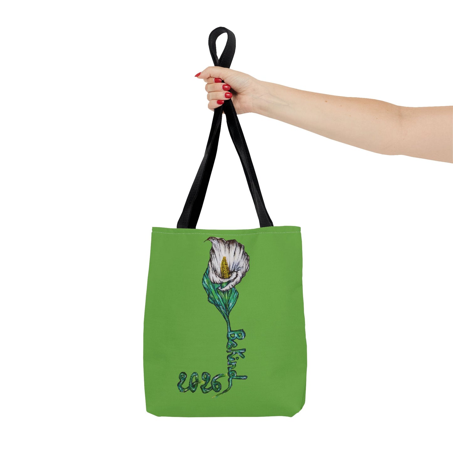 Floral Green Tote Bag - Unique Art Design for Everyday Use