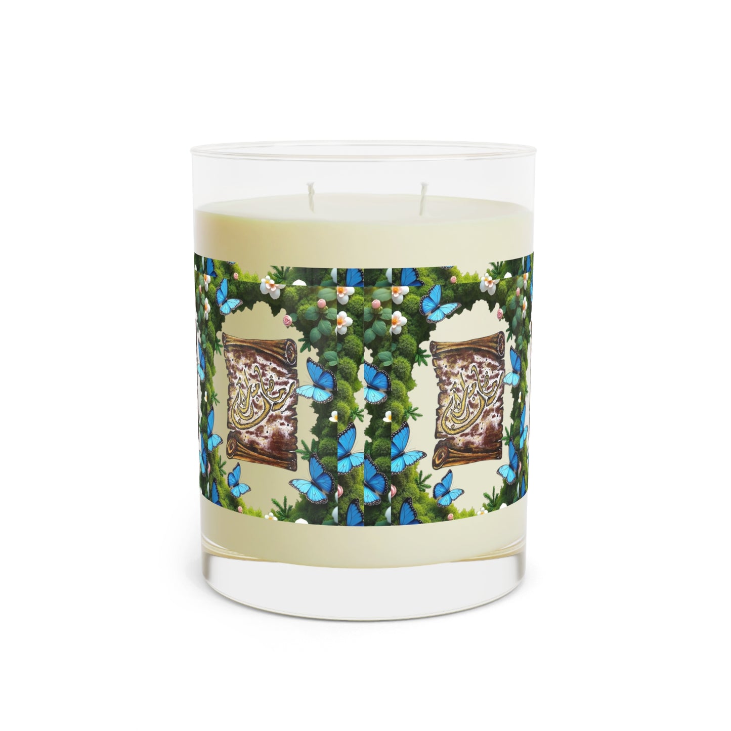 11oz Decorative Scented Candle — Floral Vines & Blue Butterflies