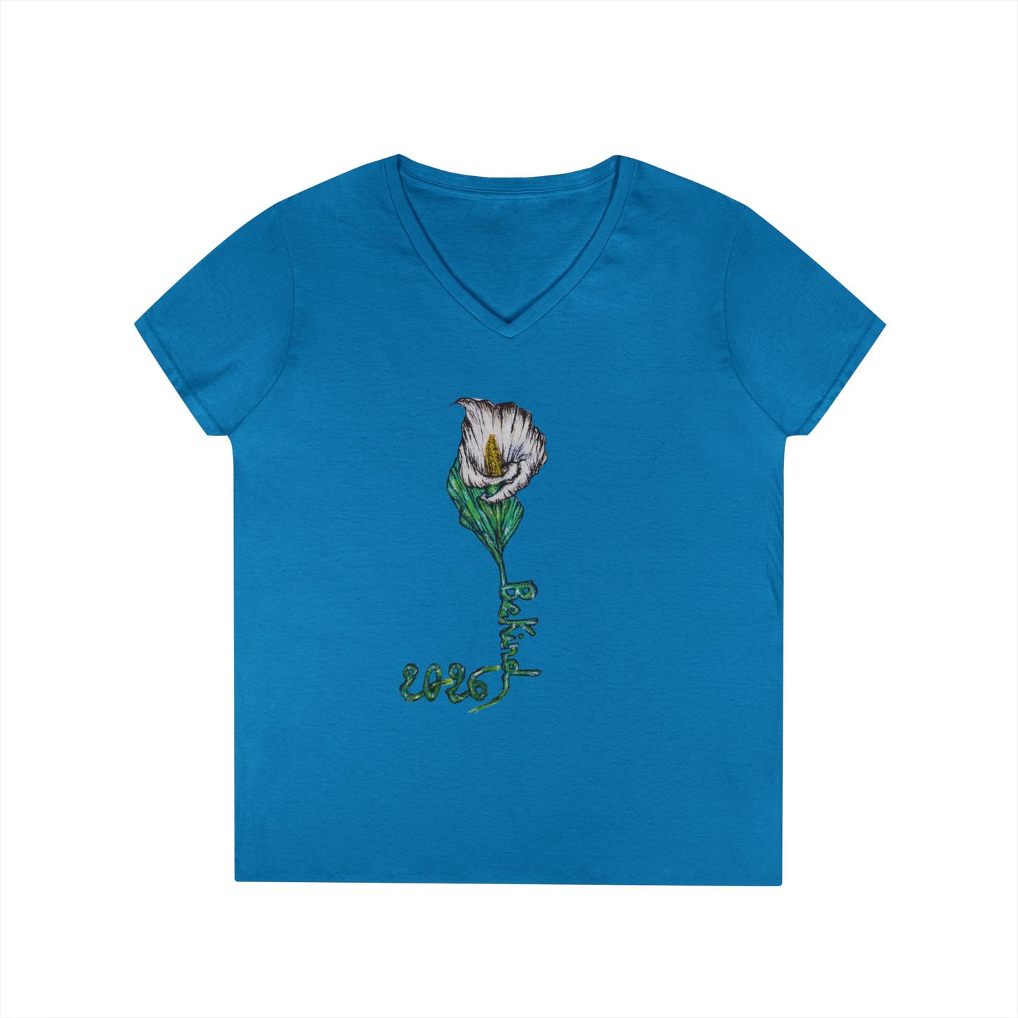 Floral V-Neck T-Shirt for Women - Nature-Inspired Design