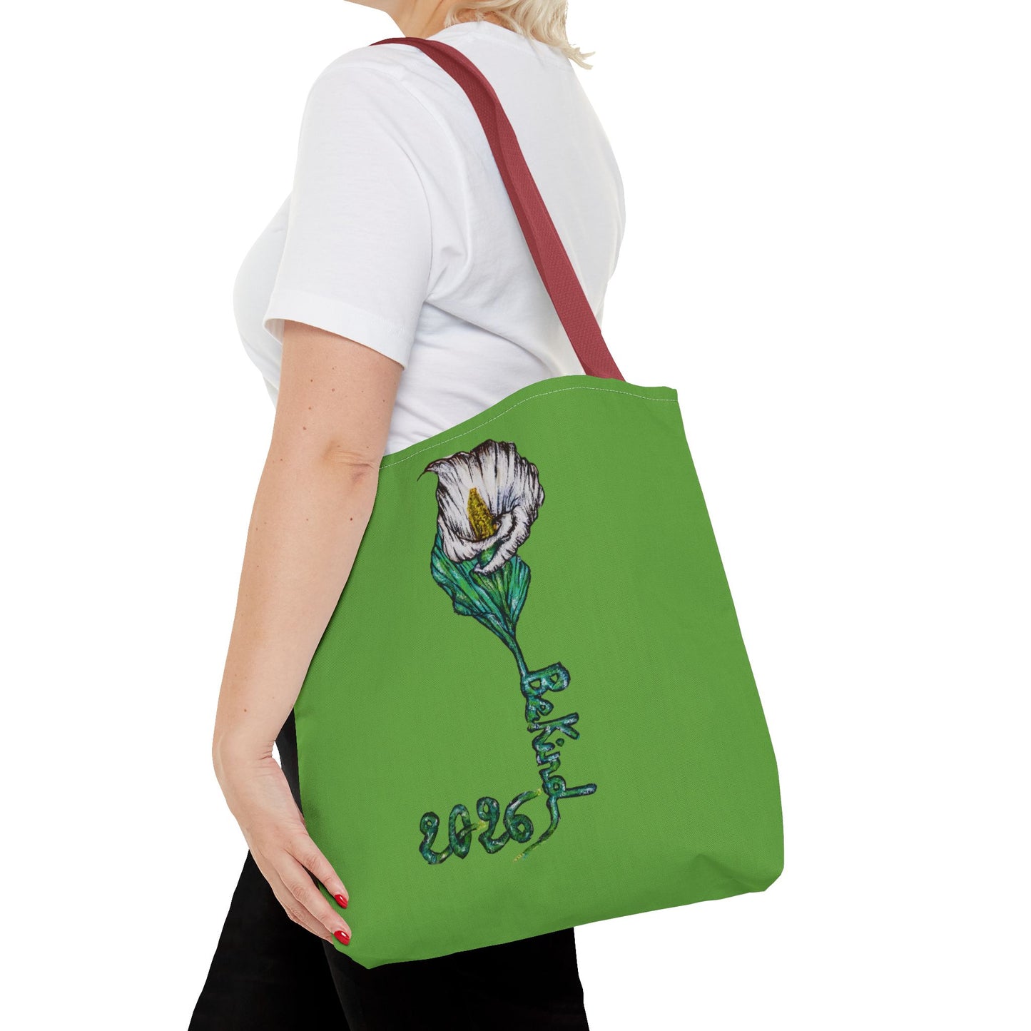 Floral Green Tote Bag - Unique Art Design for Everyday Use