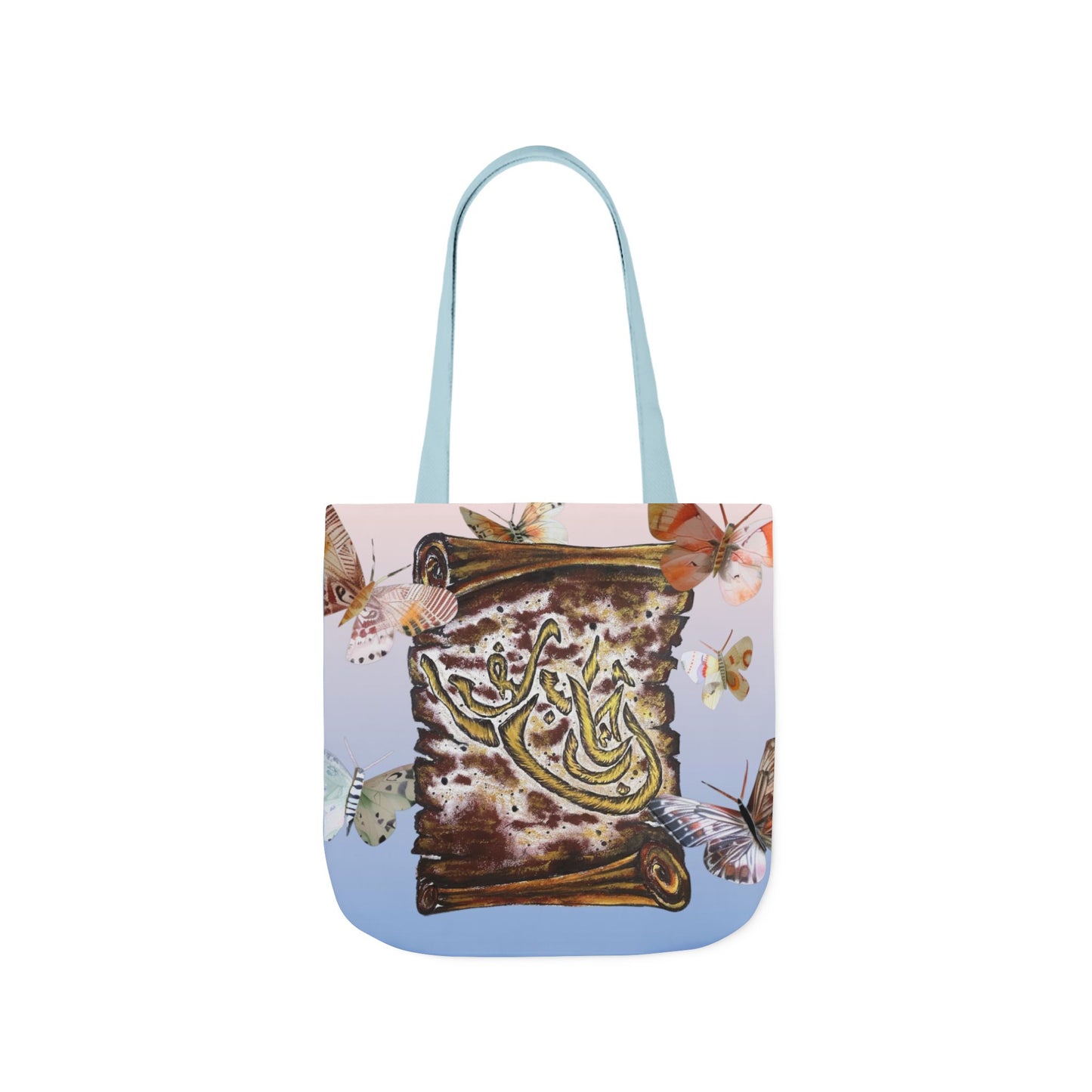 Canvas Tote — Vintage Scroll with Butterflies Arabic Calligraphy Design