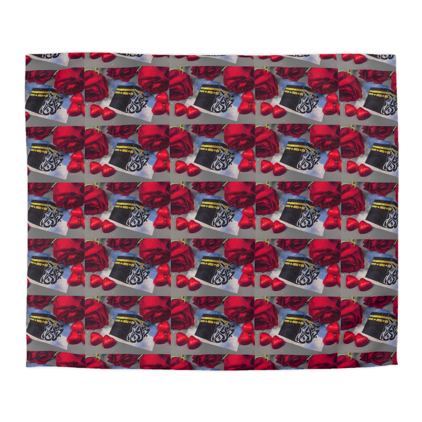 Floral Retro Radio Duvet Cover — Vintage Radio & Red Rose Pattern