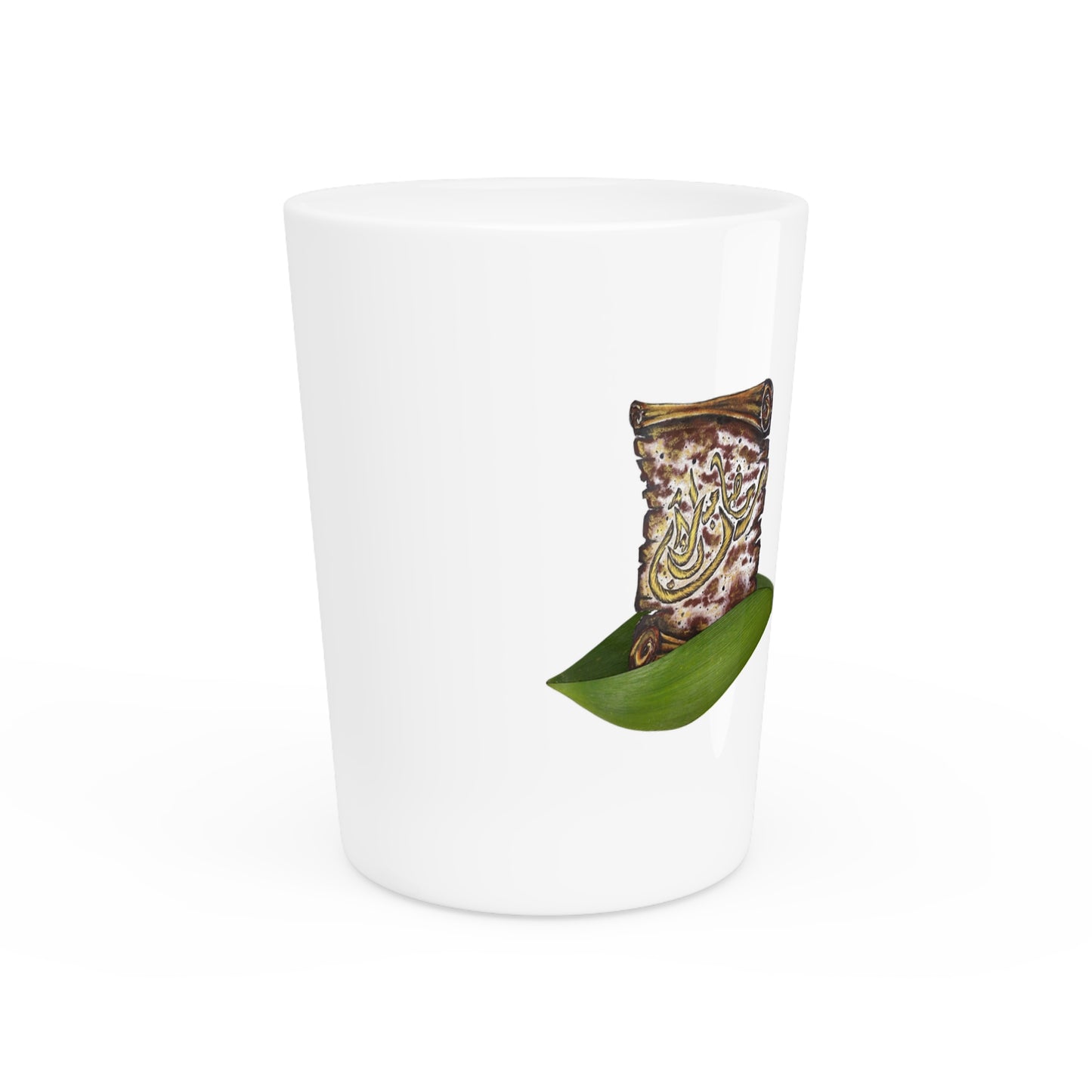 Arabic Calligraphy Shot Glass — Decorative Script Design