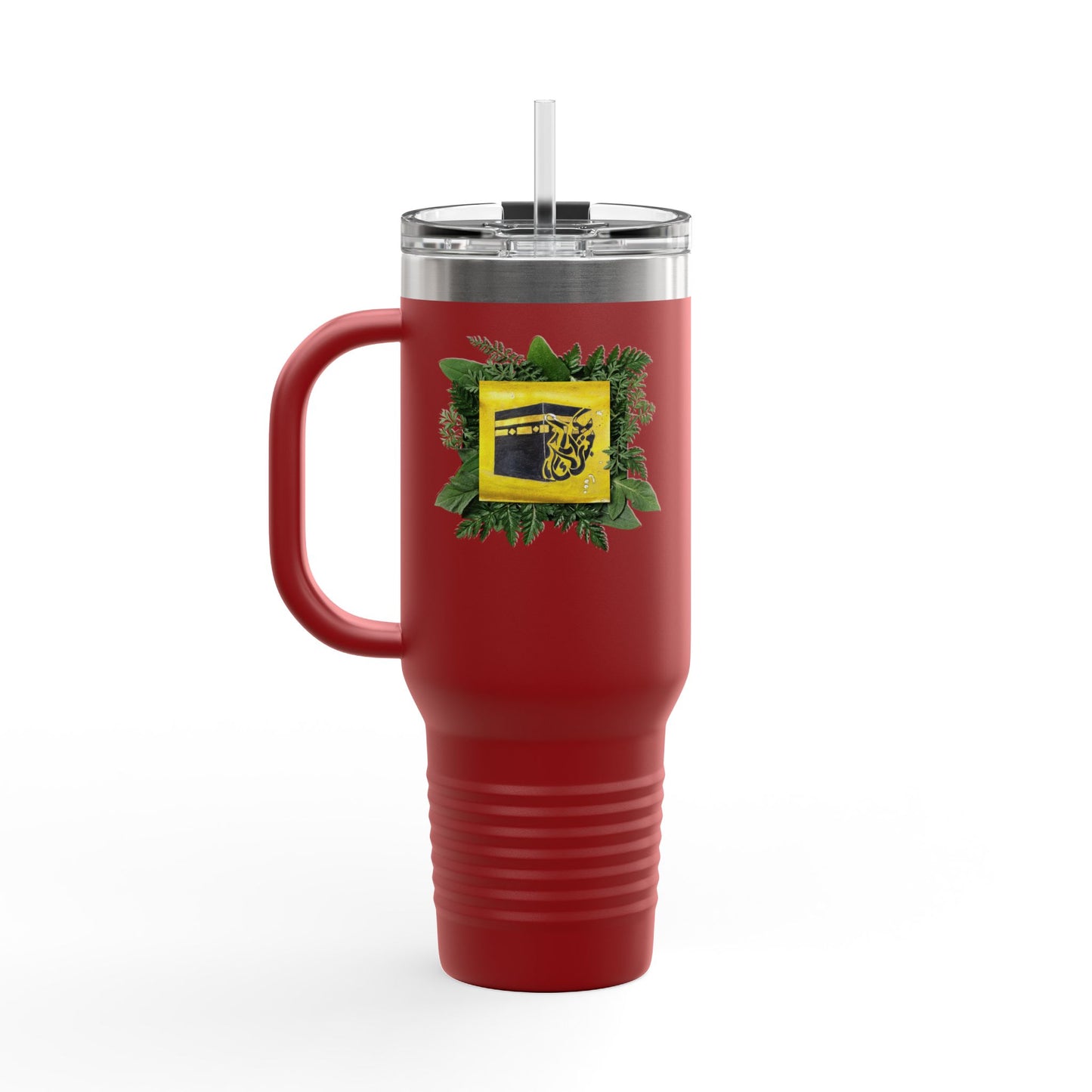 40oz Insulated Travel Mug — Tropical Hibiscus Floral Logo Design
