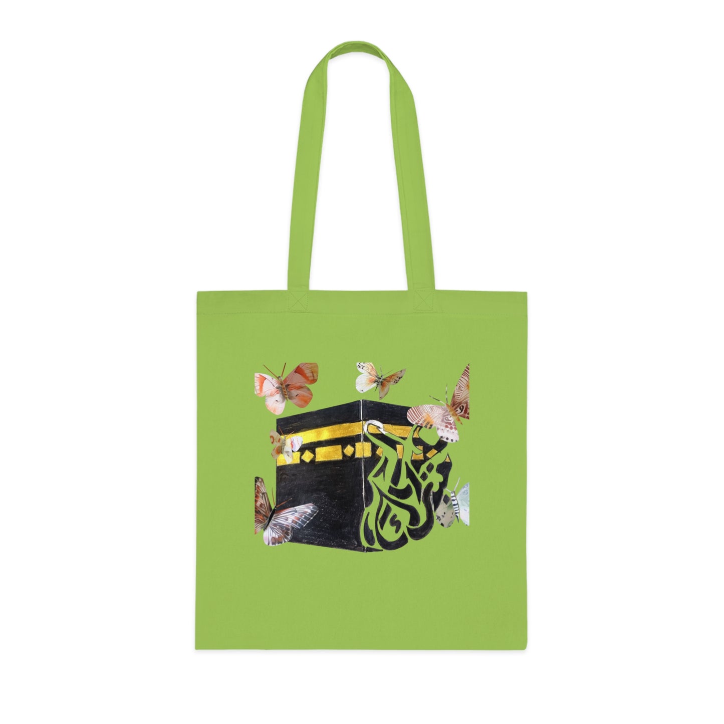 Kaaba & Butterflies Cotton Tote — Islamic Pilgrimage Prayer Bag