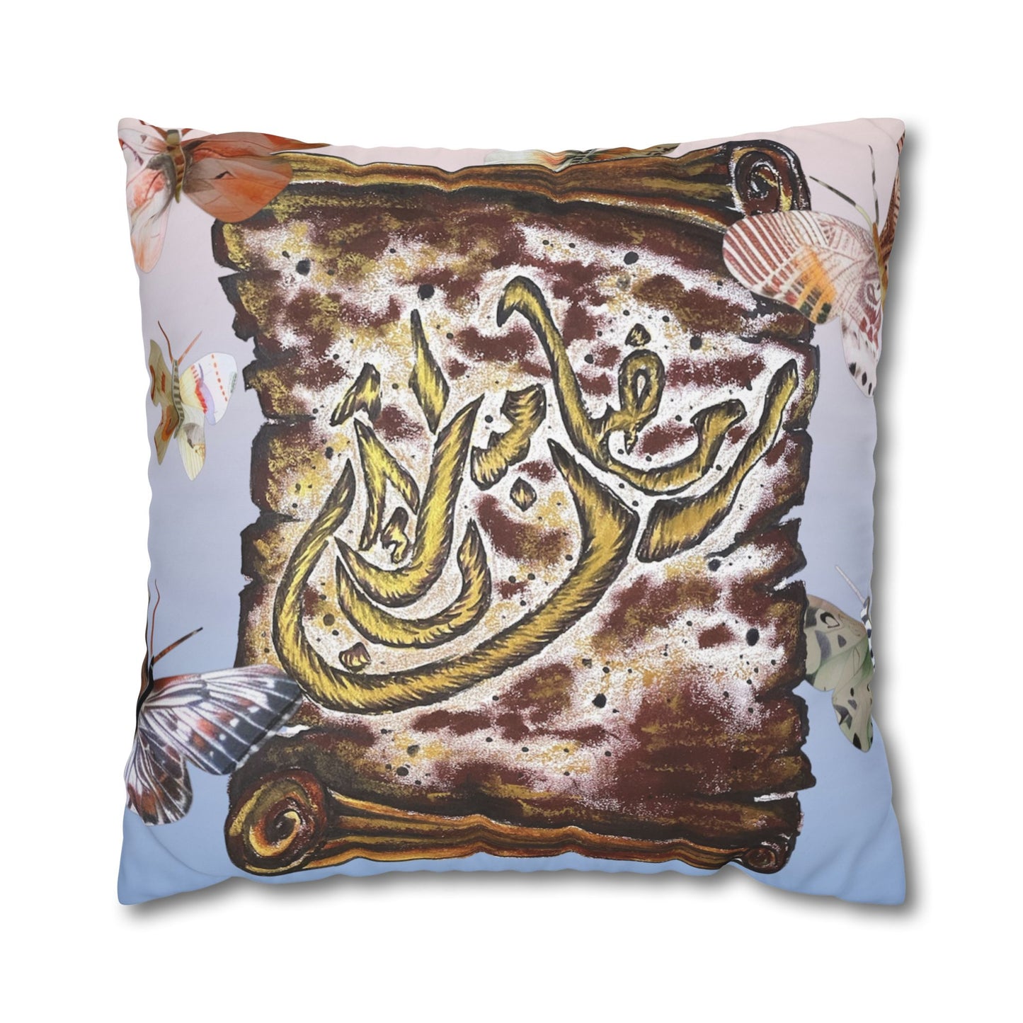 Arabic Calligraphy Scroll Decorative Pillow - Square Canvas Pillowcase