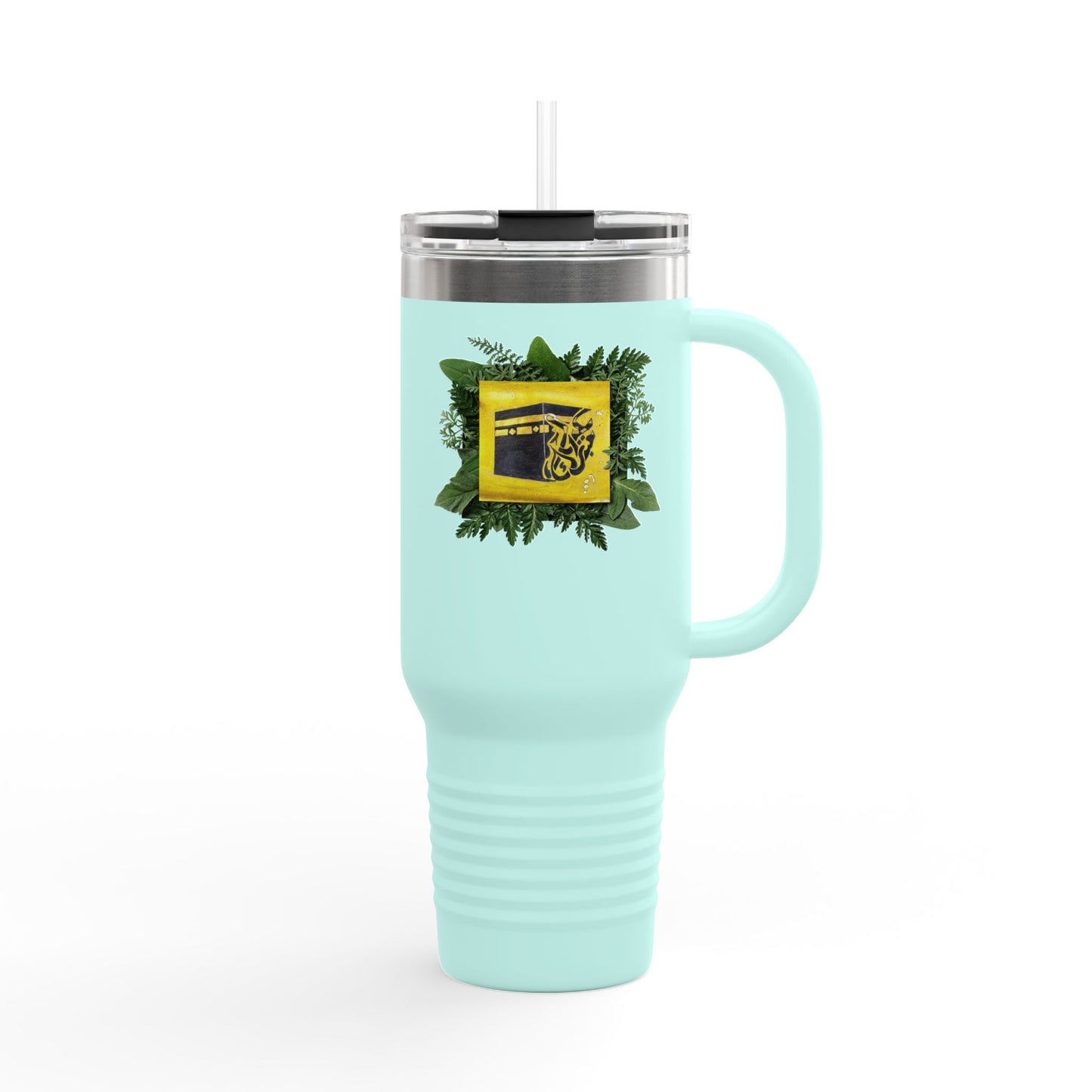 40oz Insulated Travel Mug — Tropical Hibiscus Floral Logo Design