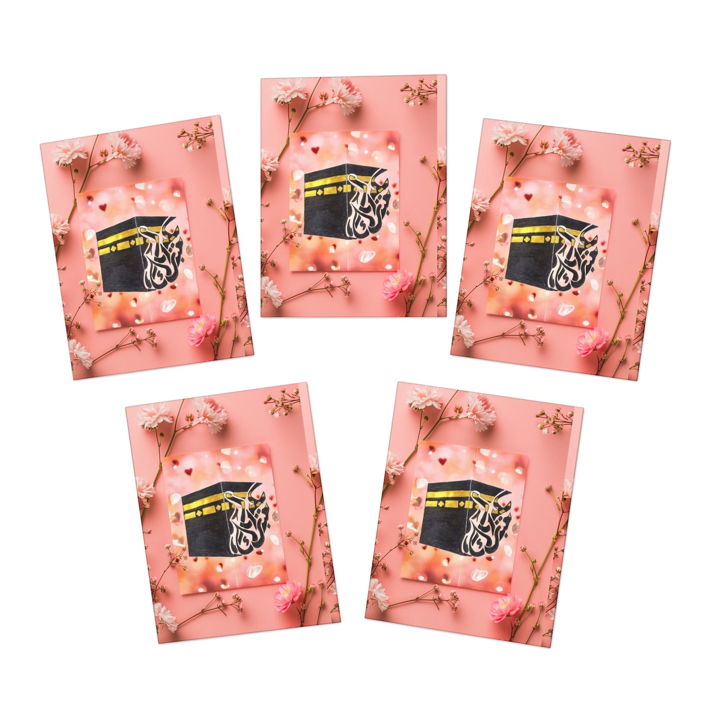 Floral Kaaba Greeting Cards — 5-Pack Multi-Design Ramadan & Eid Note Cards