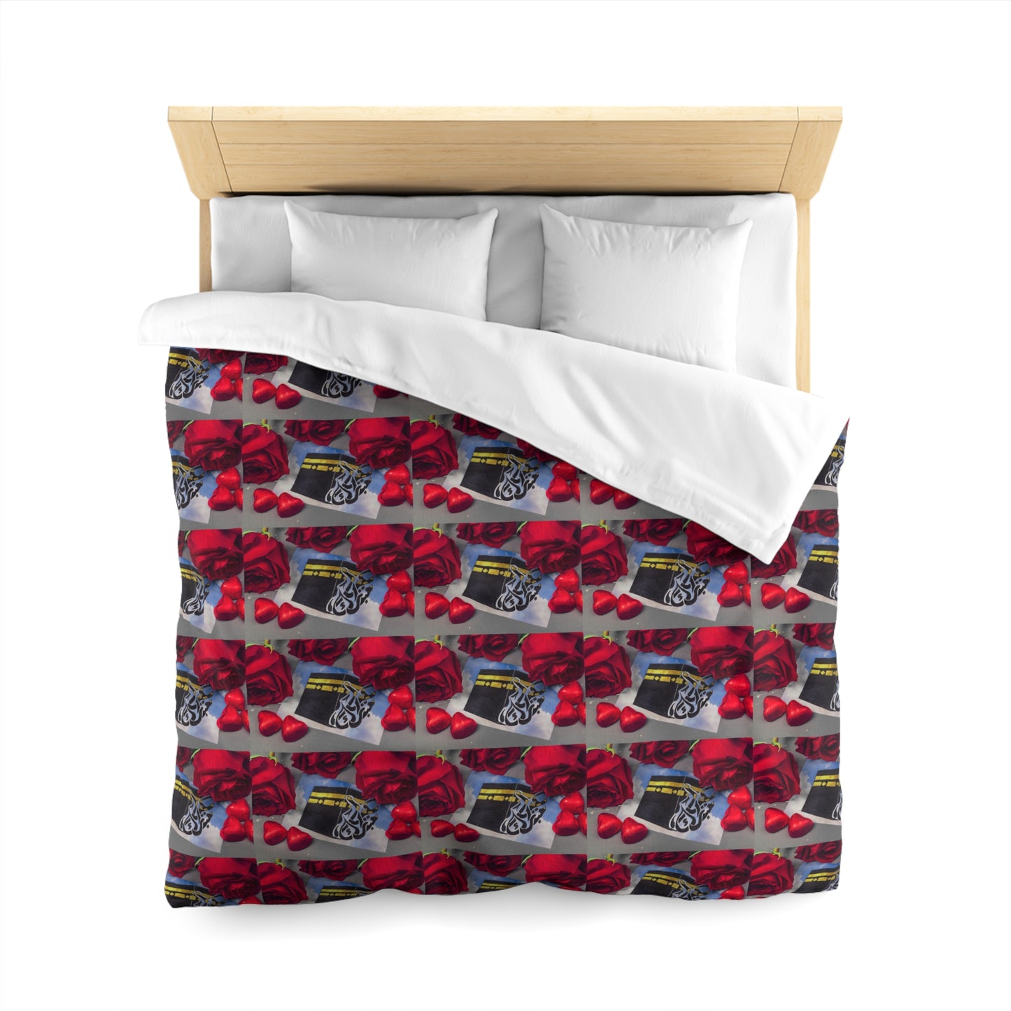 Floral Retro Radio Duvet Cover — Vintage Radio & Red Rose Pattern