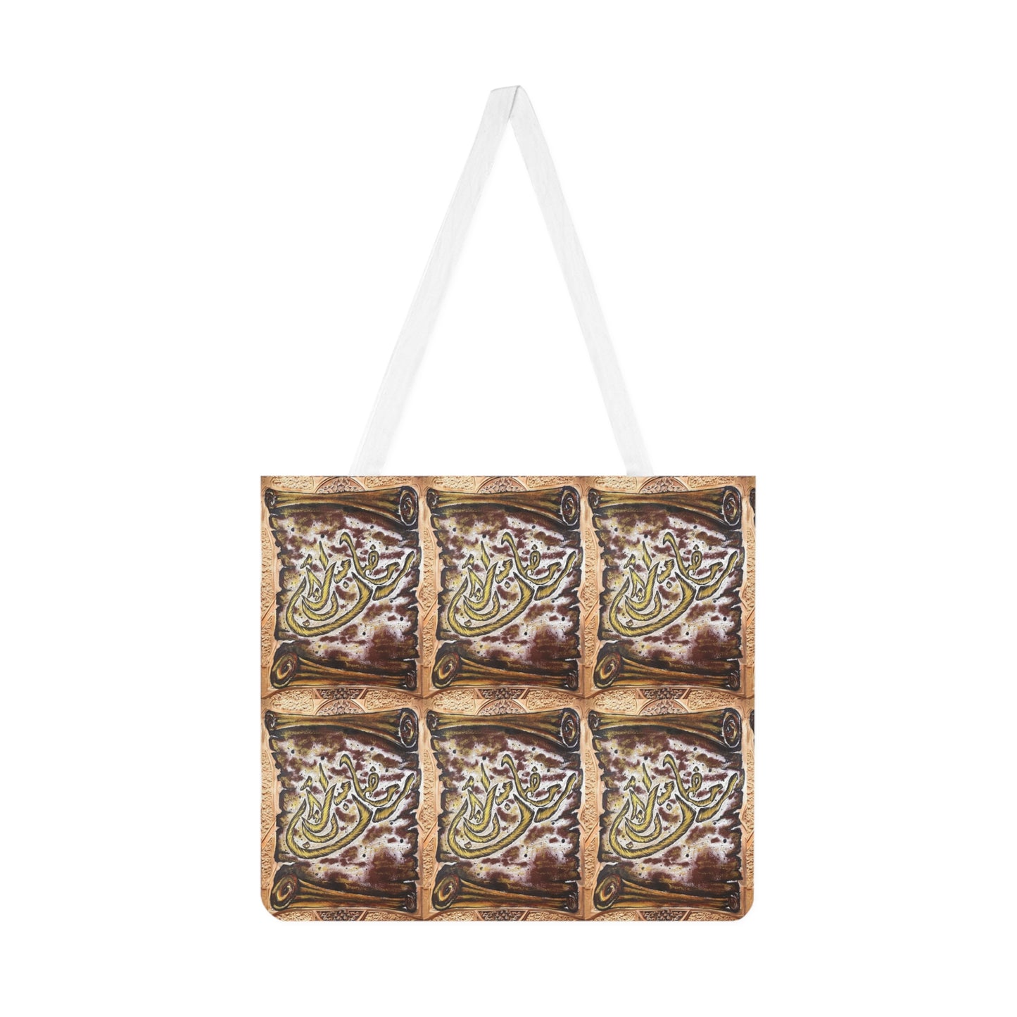 Vintage Calligraphy Pattern Shoulder Tote
