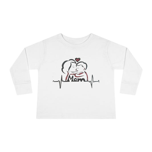 Mommy's Little Heartbeat Toddler Long Sleeve Tee, Cute Kids Shirt, Gifts for Moms, Family Matching Outfit, Baby Shower Gift, Everyday Wear