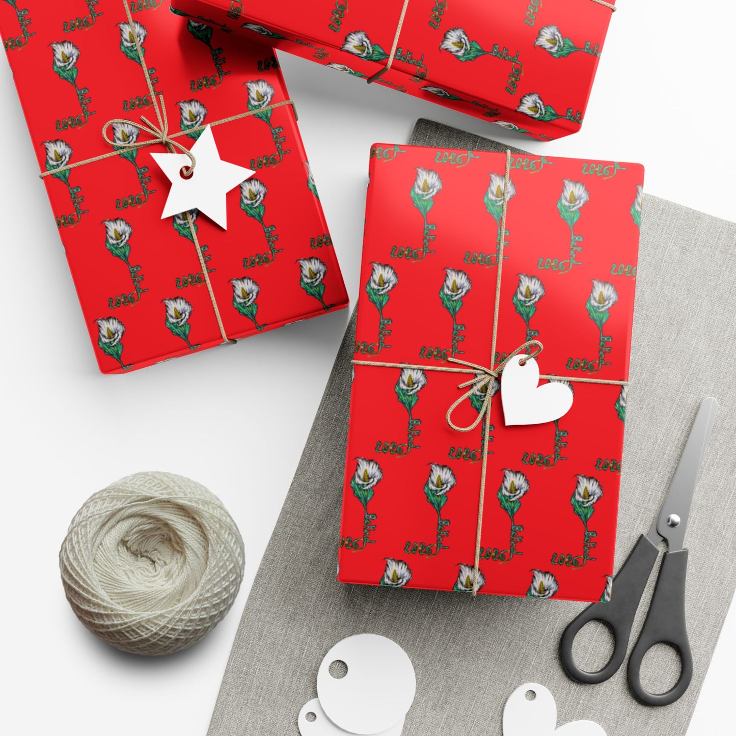 Festive Gift Wrap Paper - Red Rose Design for Holidays and Occasions