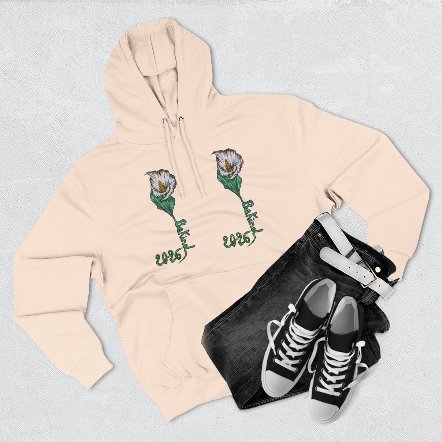 Floral Fleece Hoodie with Inspirational Quote