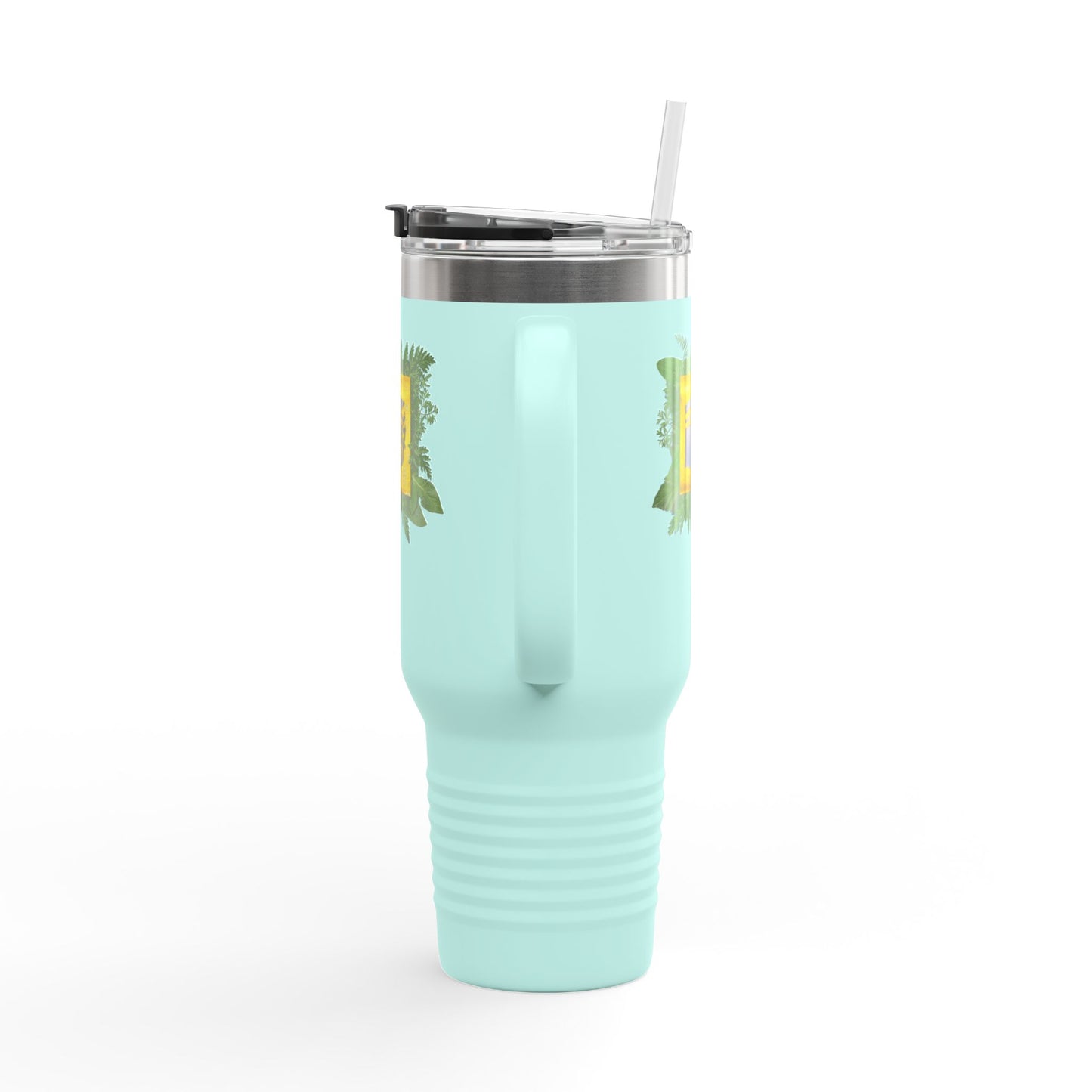 40oz Insulated Travel Mug — Tropical Hibiscus Floral Logo Design