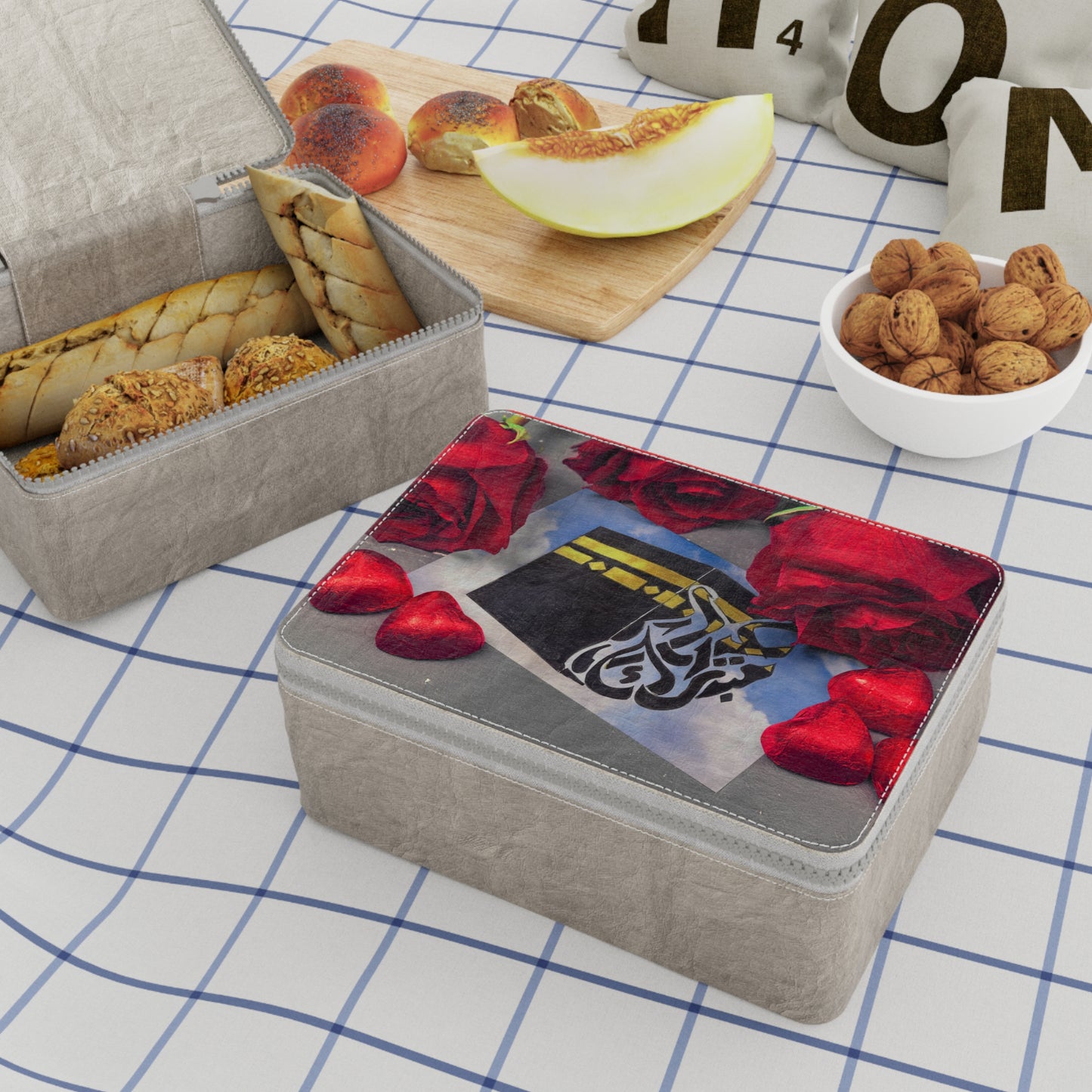 Paper Lunch Bag — Kaaba & Red Rose Design (Islamic Pilgrimage Gift)