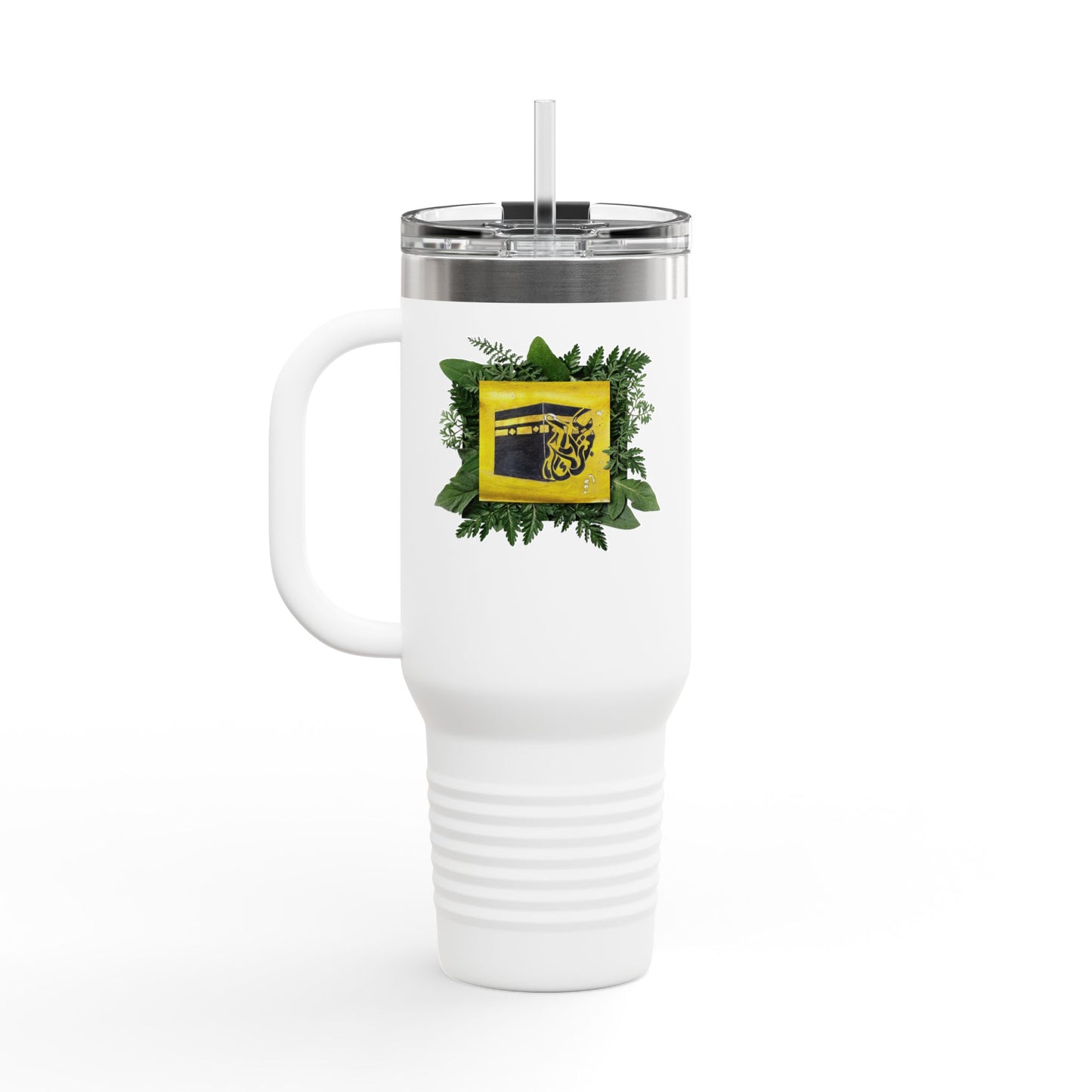 40oz Insulated Travel Mug — Tropical Hibiscus Floral Logo Design