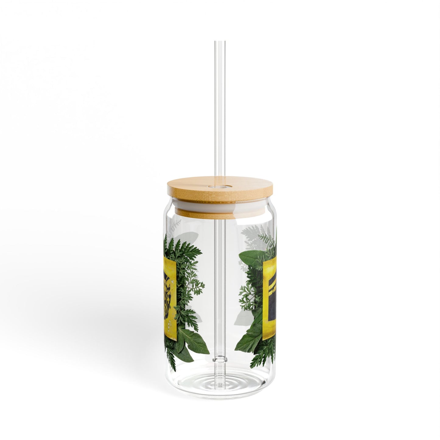 16oz Sipper Glass with Tropical Botanical Design