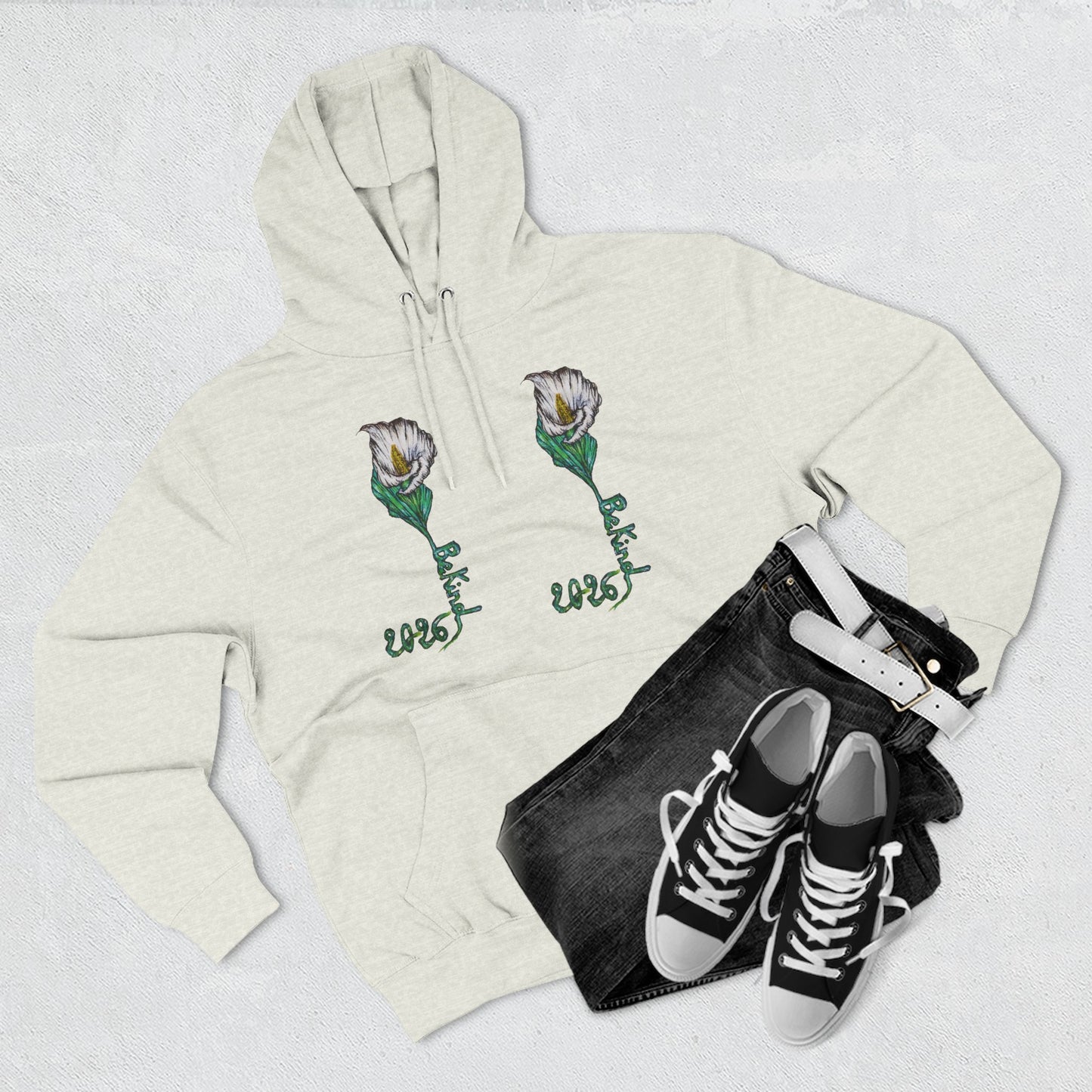 Floral Fleece Hoodie with Inspirational Quote