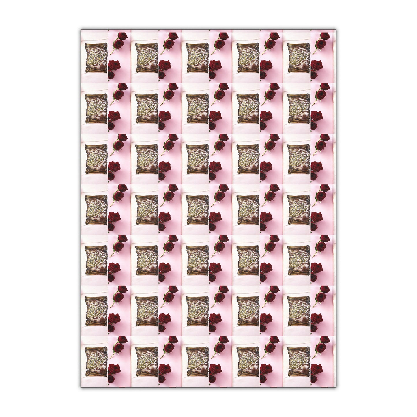 Romantic Rose & Gift Box Wrapping Paper Sheet