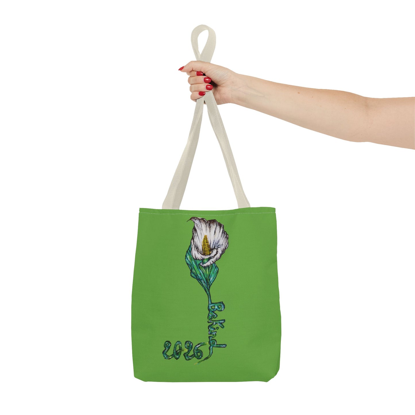 Floral Green Tote Bag - Unique Art Design for Everyday Use